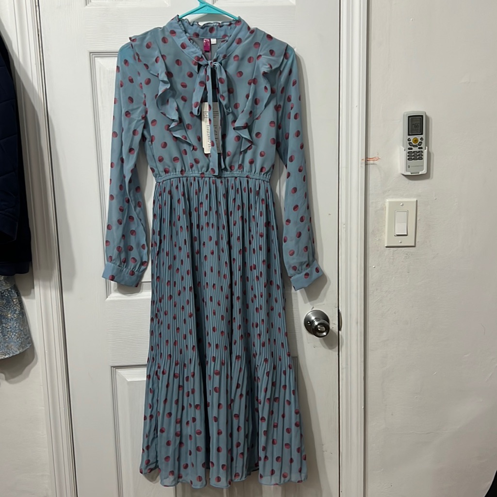 Nwt Blue And Pink Polka Dot Dress